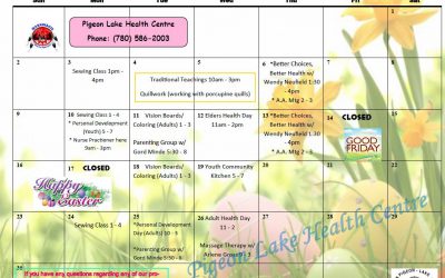 Pigeon Lake April Calendar