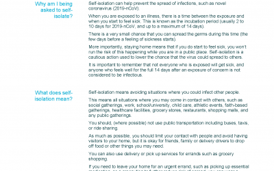 Self-isolation Information sheet