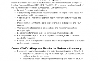 Maskwacis Emergency Response to COVID-19