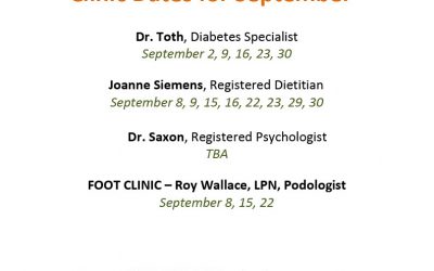 Diabetes Education & Care Centre September Clinic Dates