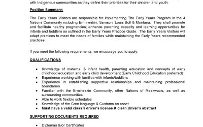 Job Opportunity – Early Years Visitors (Posted Dec. 10, 2020)