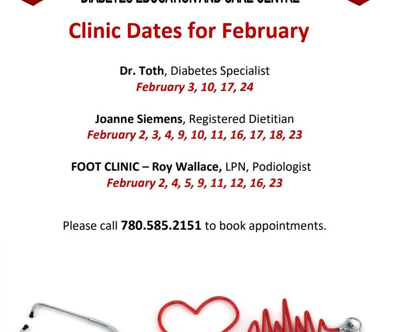 February 2021 Diabetes Education and Care Centre Calendar Dates