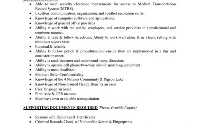 Employment Opportunity – Casual Medical Transportation Clerk