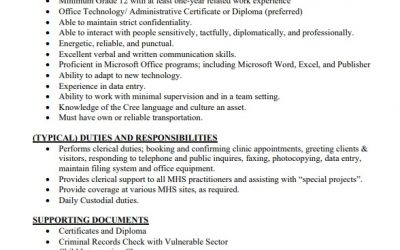 Employment Opportunity – Temporary Part-time Montana Office Clerk