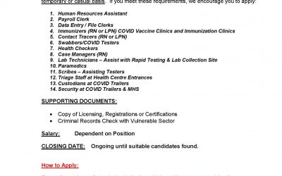 Employment Opportunities – 14 positions opened