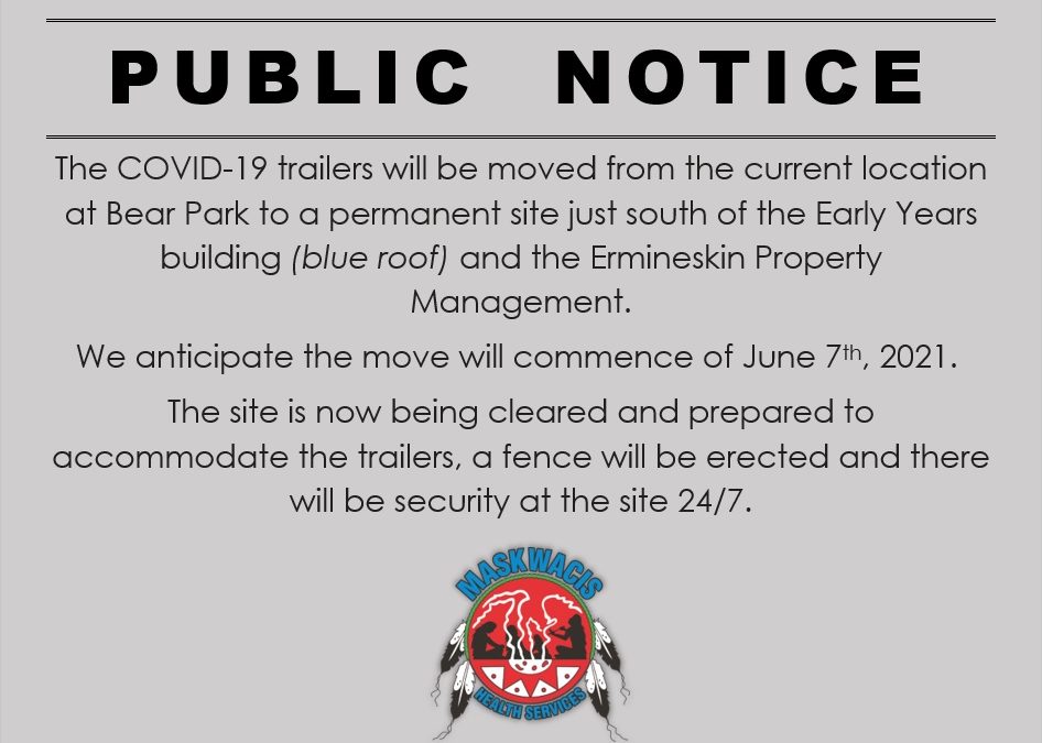 Public Notice re: COVID-19 trailers relocation