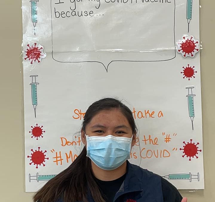Anika Deschamps COVID Team Member “I GOT MY COVID-19 VACCINE BECAUSE I MISS TRAVELING TO POW-WOW’S & VISITING FAMILY” #MaskwacisFightsCOVID