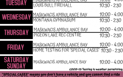 June COVID testing schedule