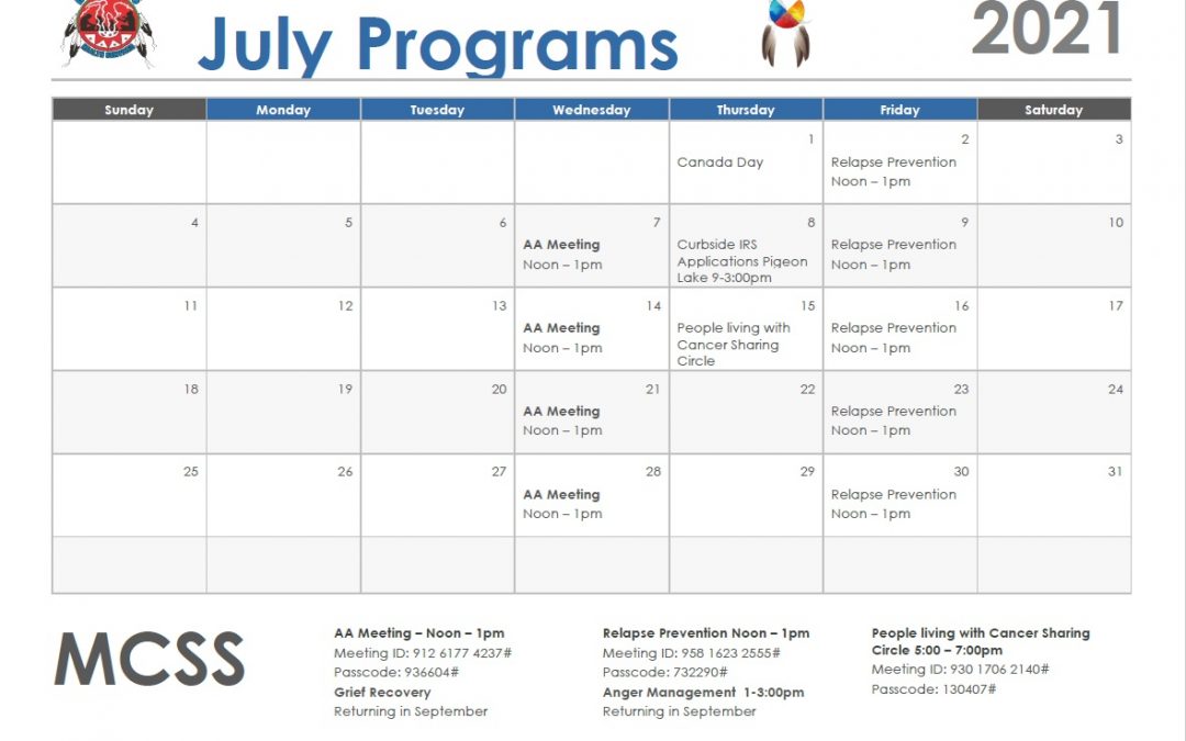 July Programs Calendar